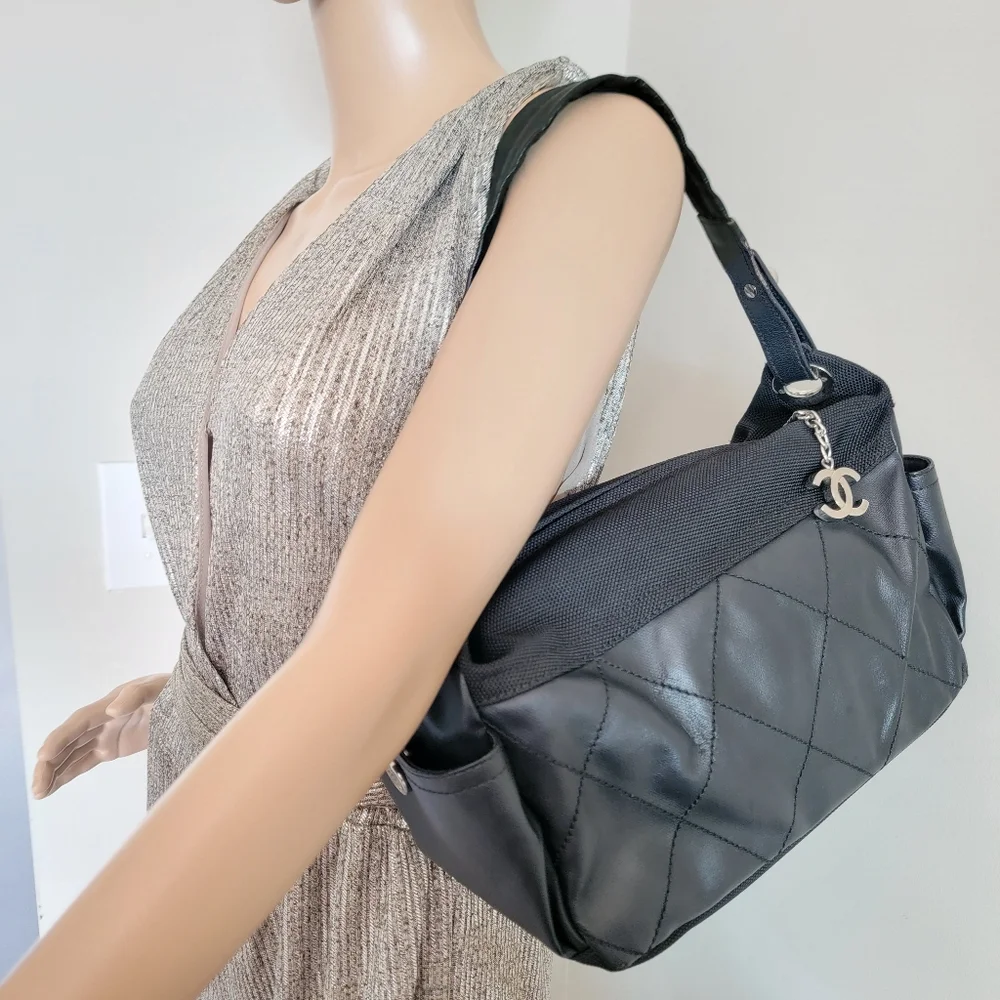 🟢Final Price!! RARE Authentic Chanel Paris Biarritz Canvass CC Shoulder Bag